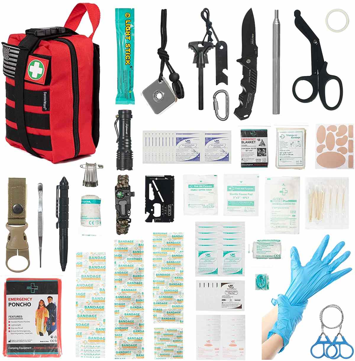 Кемпинг үчүн Red Multi-Purpose First Aid Survival Gear